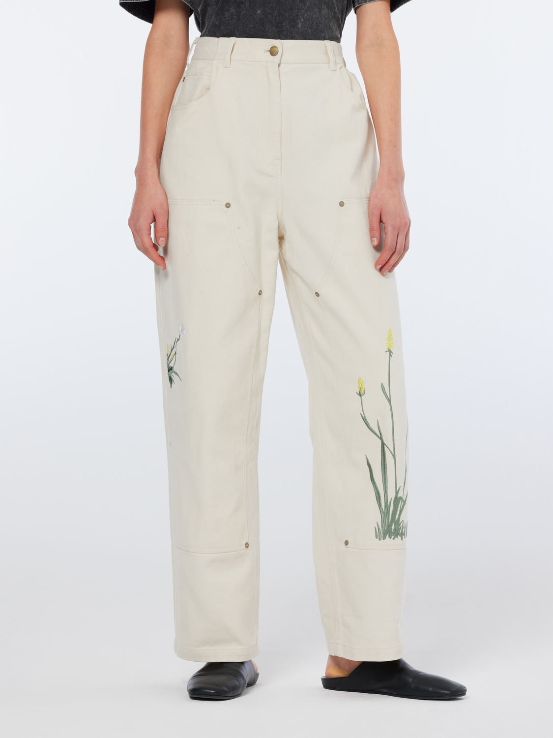 Raine High rise wide leg embroidered pant