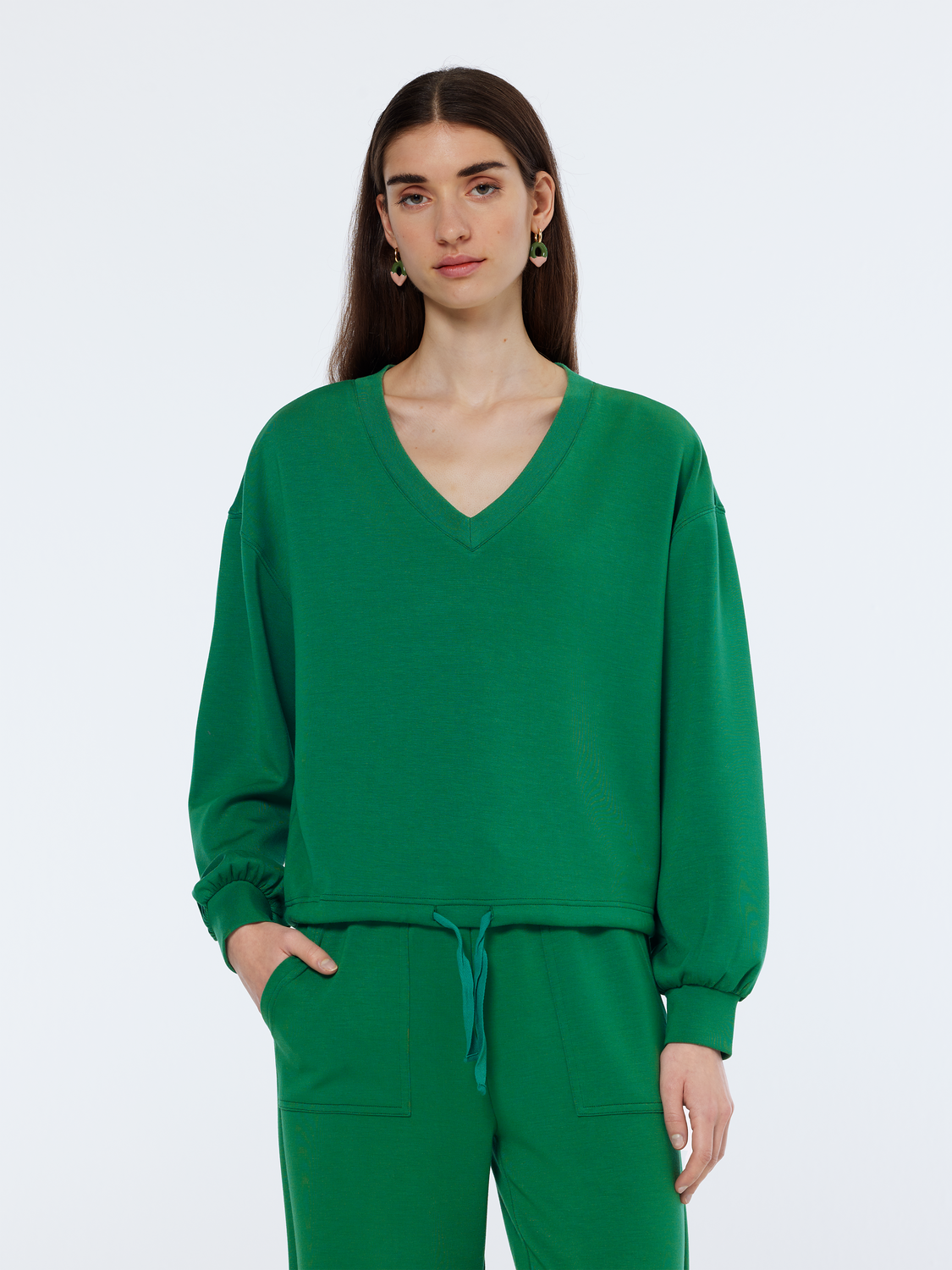 V-neck modal sweatshirt