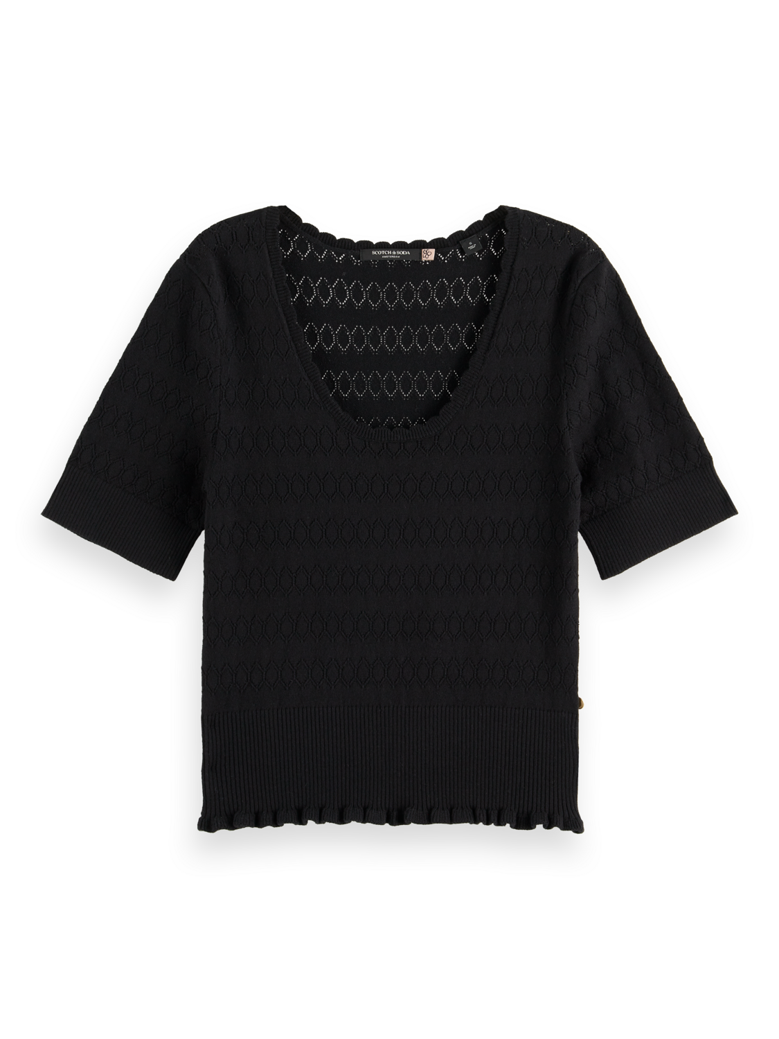 Pointelle stitch knitted tee