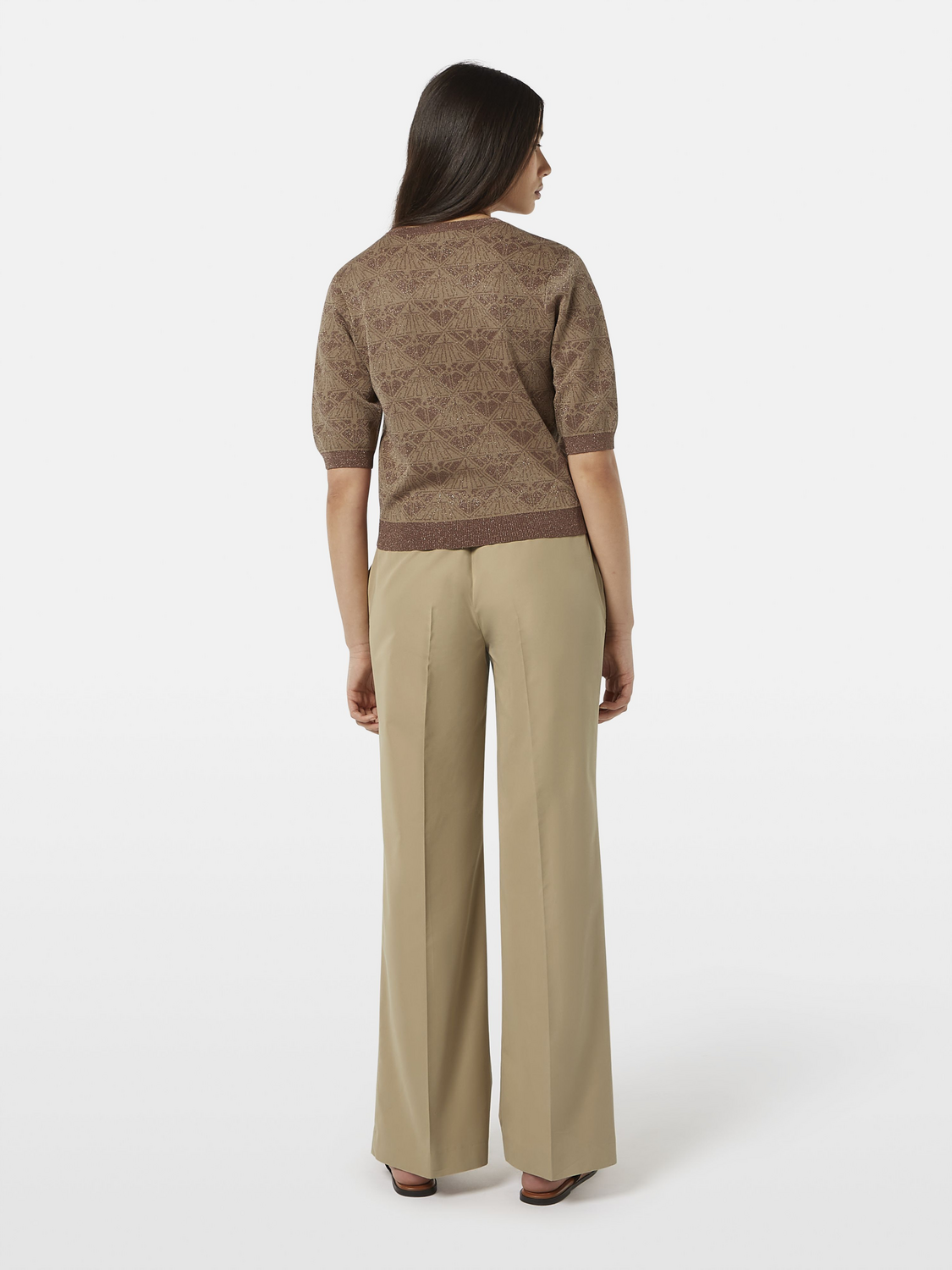 Monogram jacquard cropped pullover
