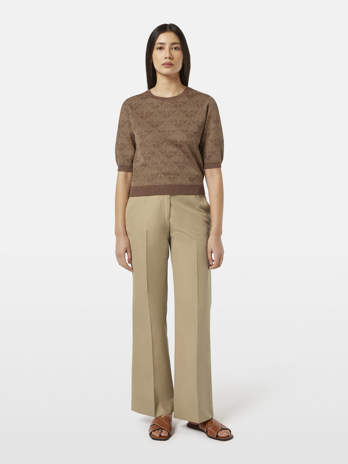 Monogram jacquard cropped pullover