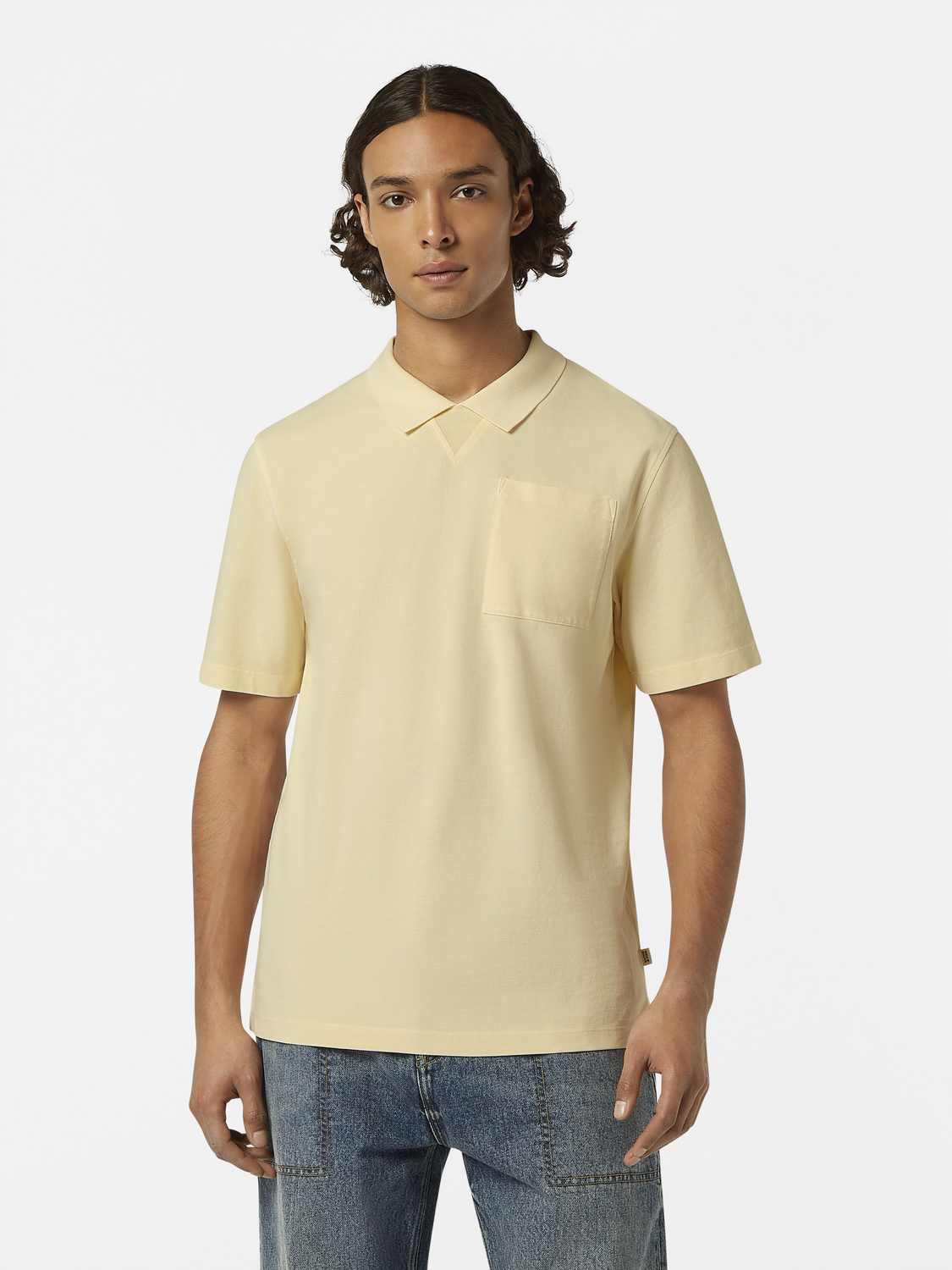 Garment dye pique pocket polo