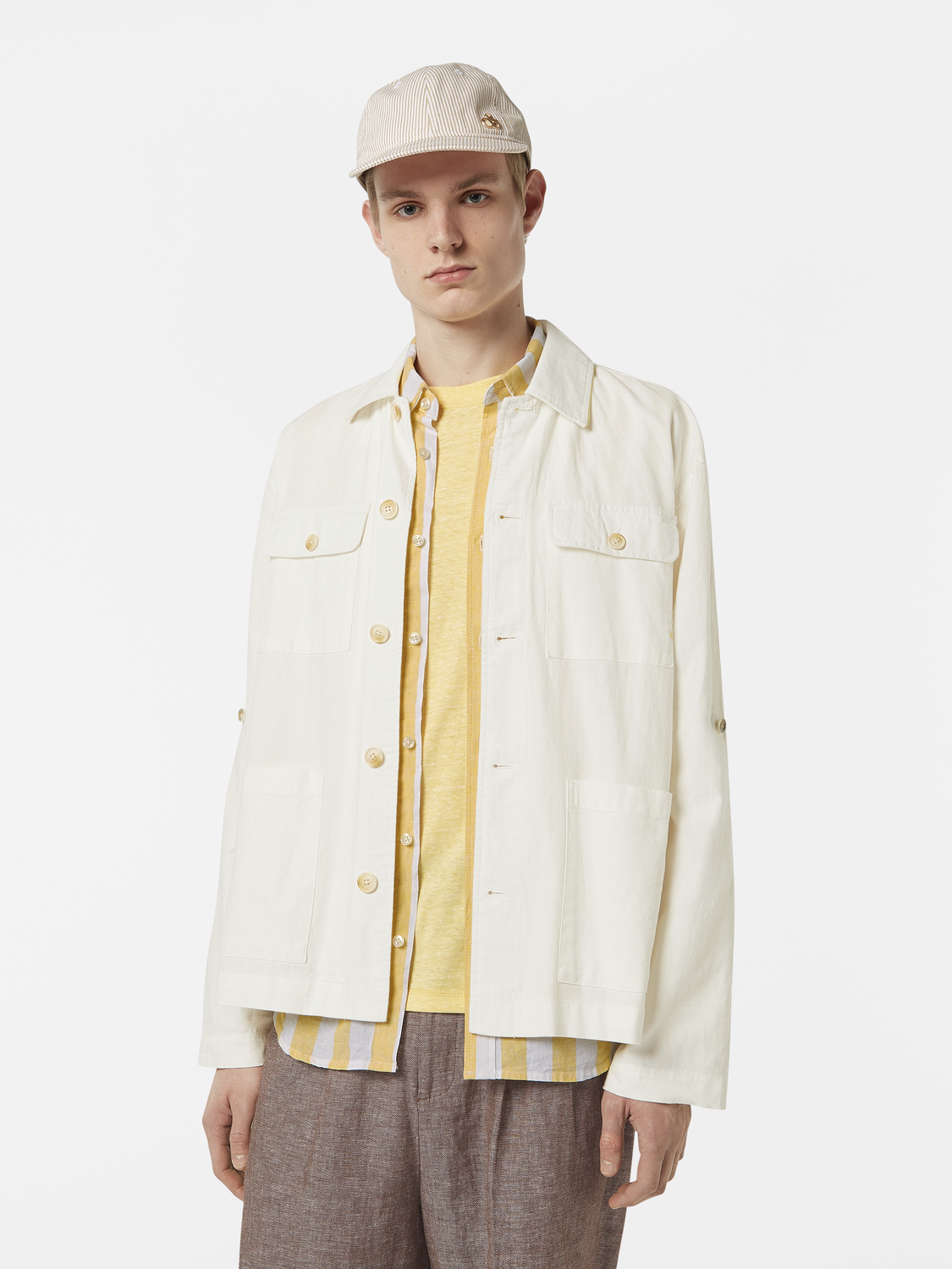Relaxed cotton-linen shirt jacket
