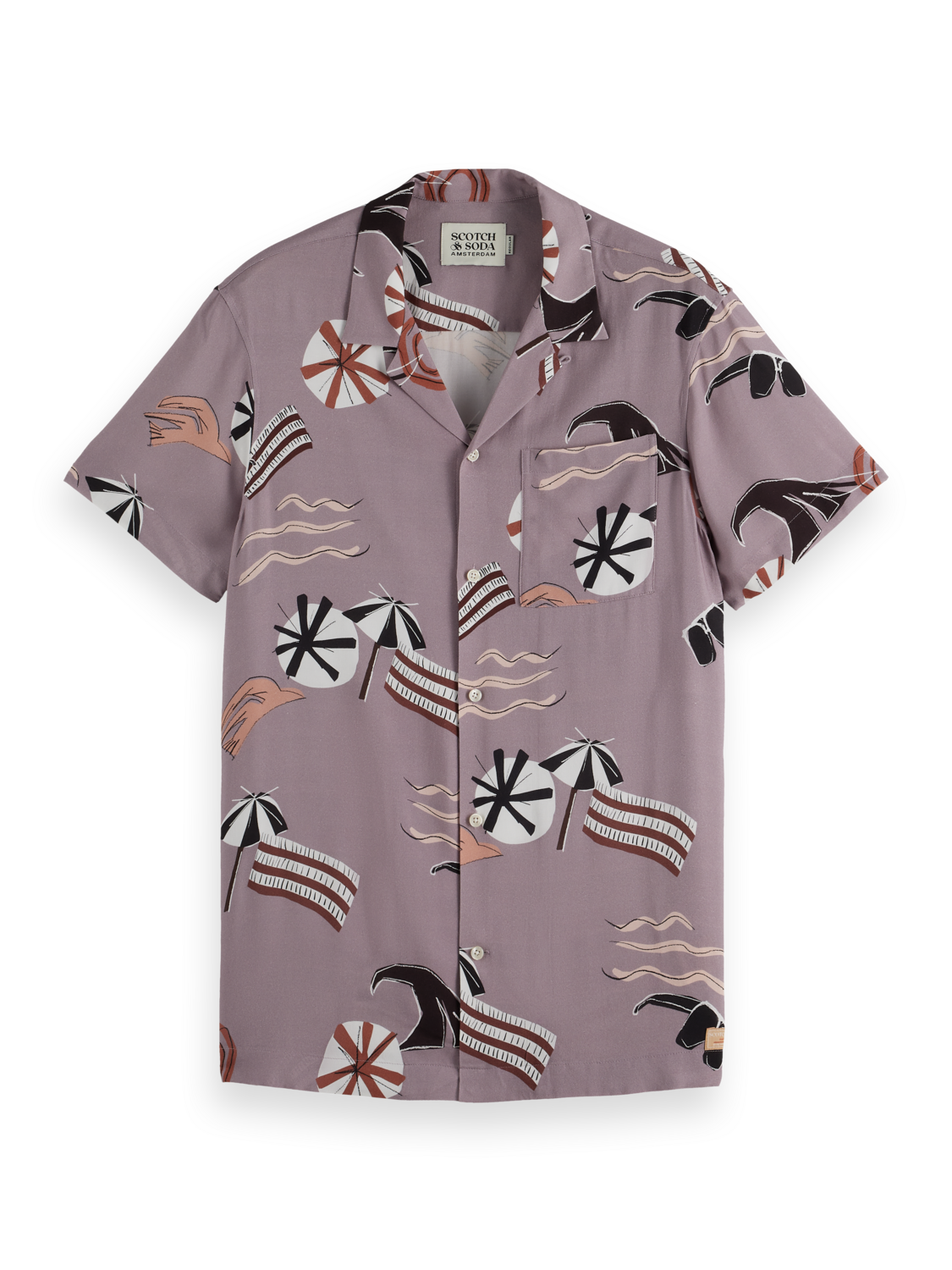 AOP short-sleeved regular fit viscose shirt