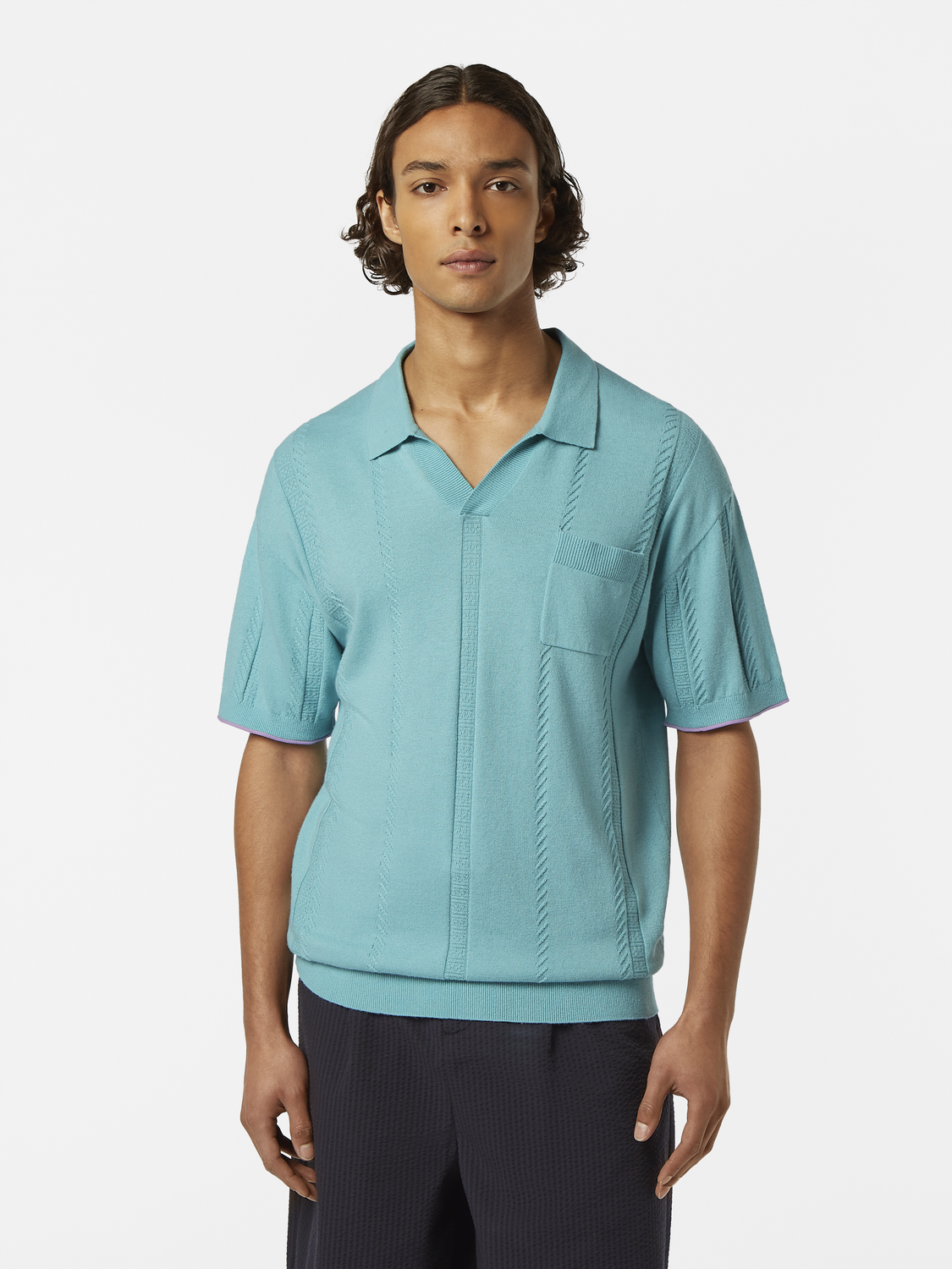 Relaxed fit knitted polo