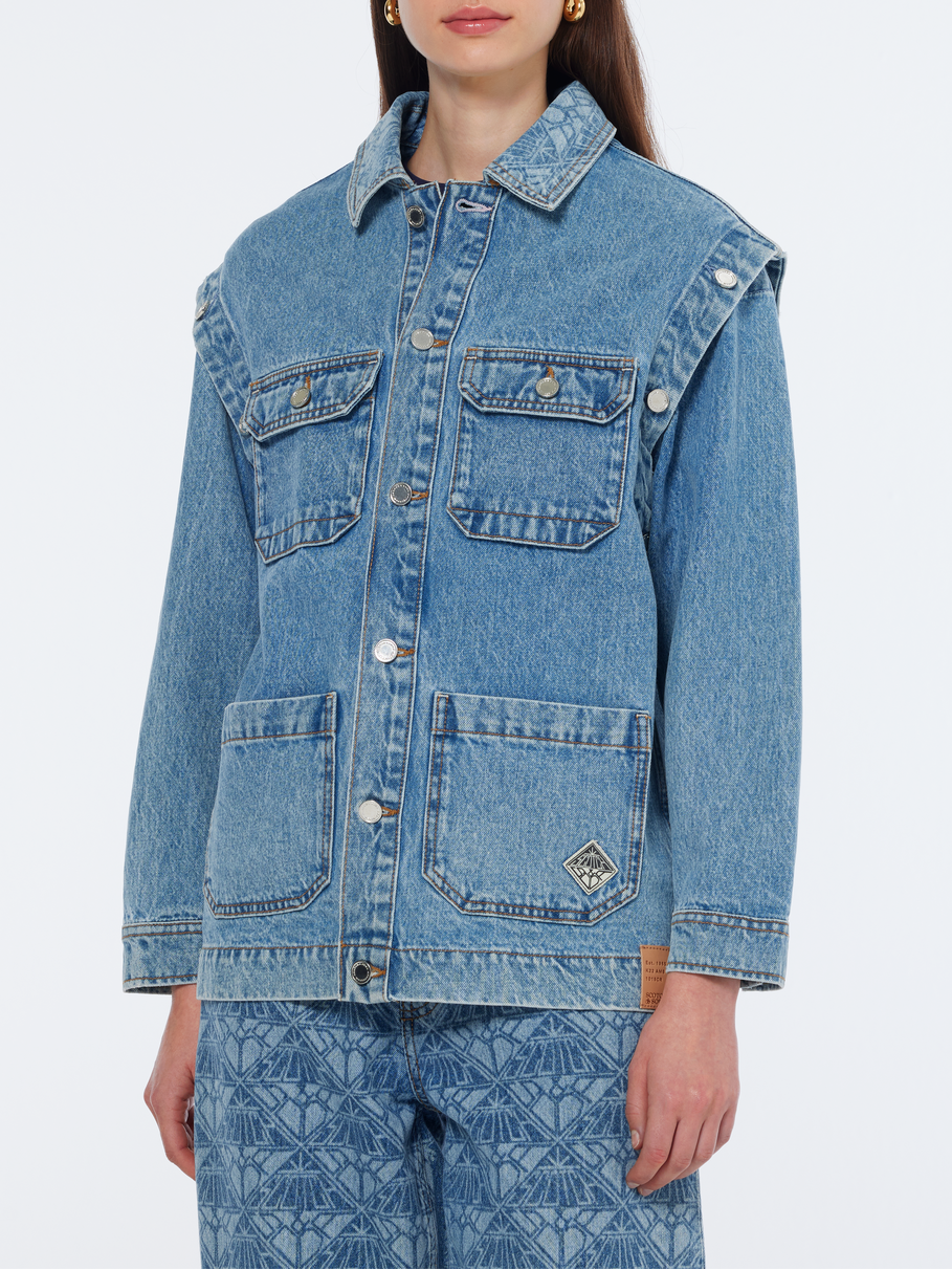 Washed denim jacket with detachable sleeves – Scotch Soda Amsterdam