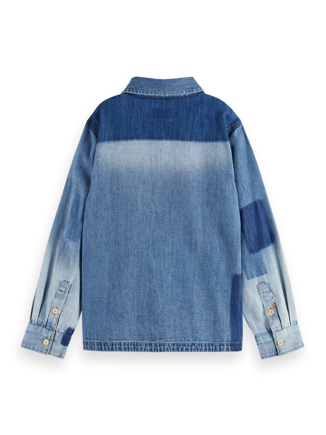 Boys Denim washed patchwork overshirt