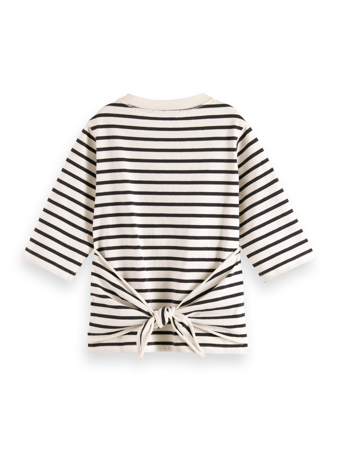 Girls Denim washed breton t-shirt with wrap details