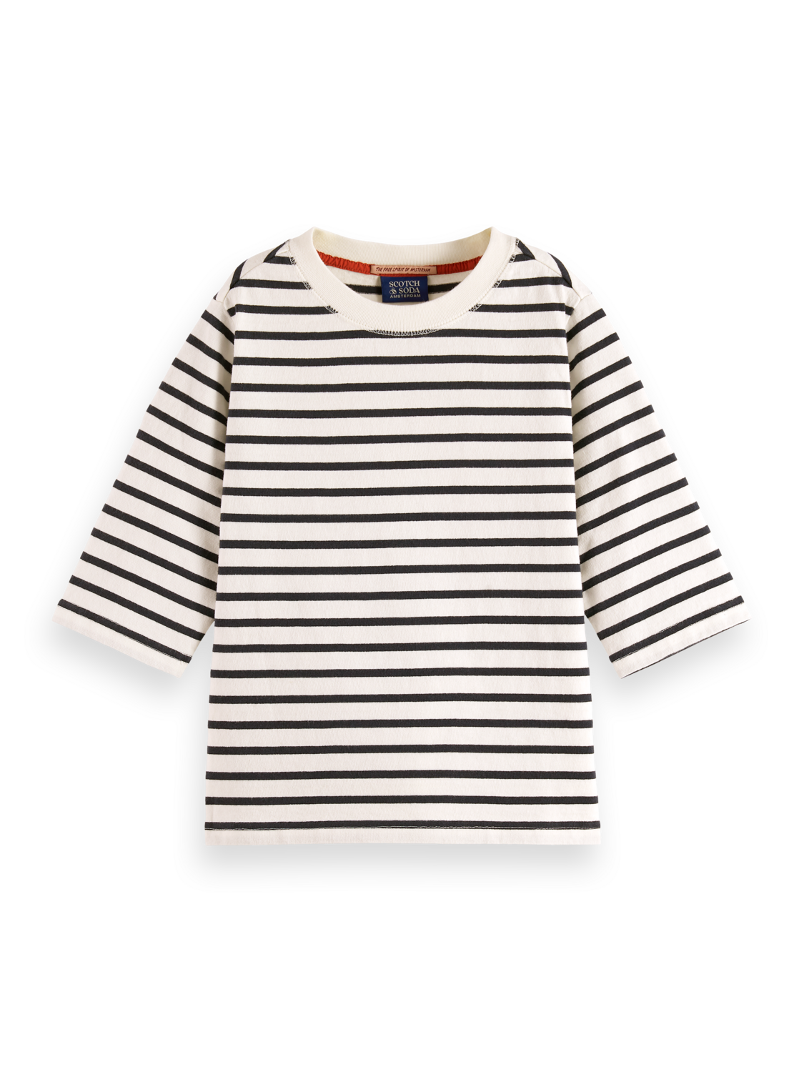 Girls Denim washed breton t-shirt with wrap details