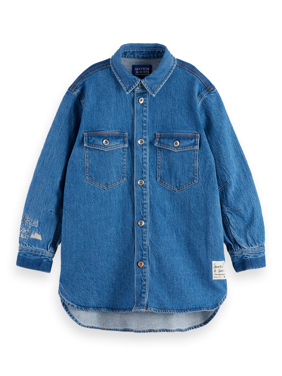 Girls A-line denim shirt dress