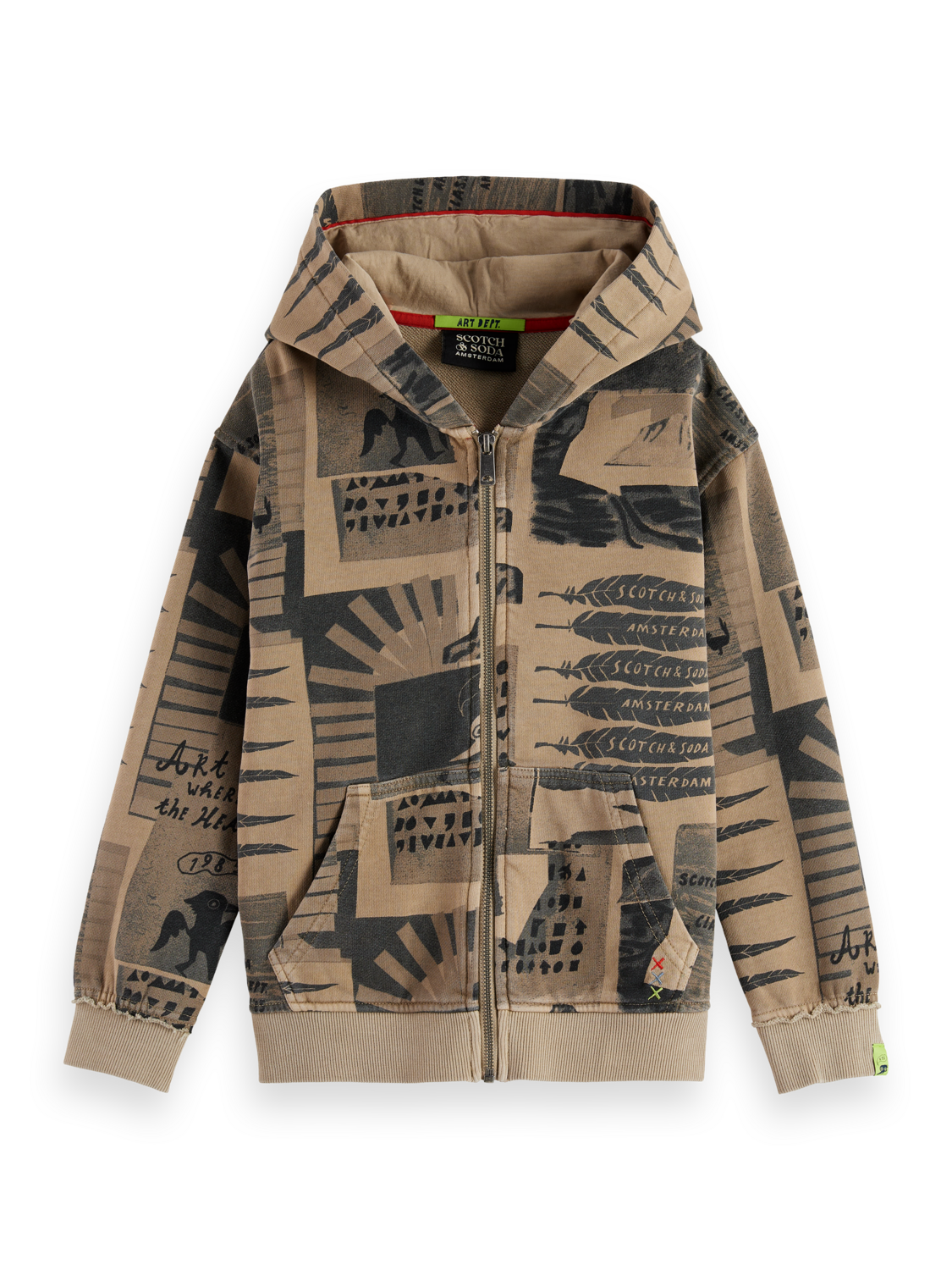 Boys Relaxed printed zip-up hoodie