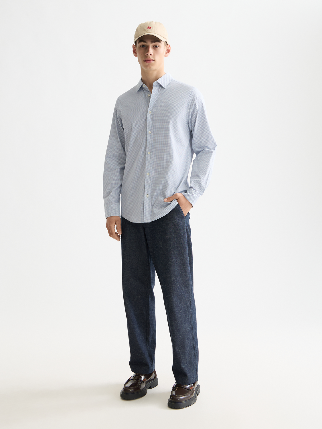 Micro-check poplin shirt