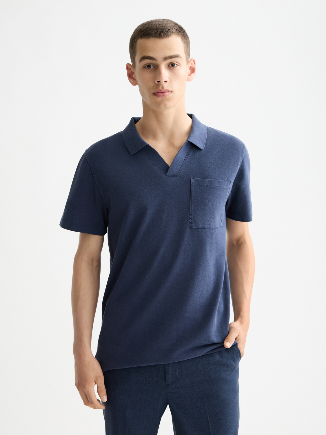 Garment-dyed pique relaxed polo