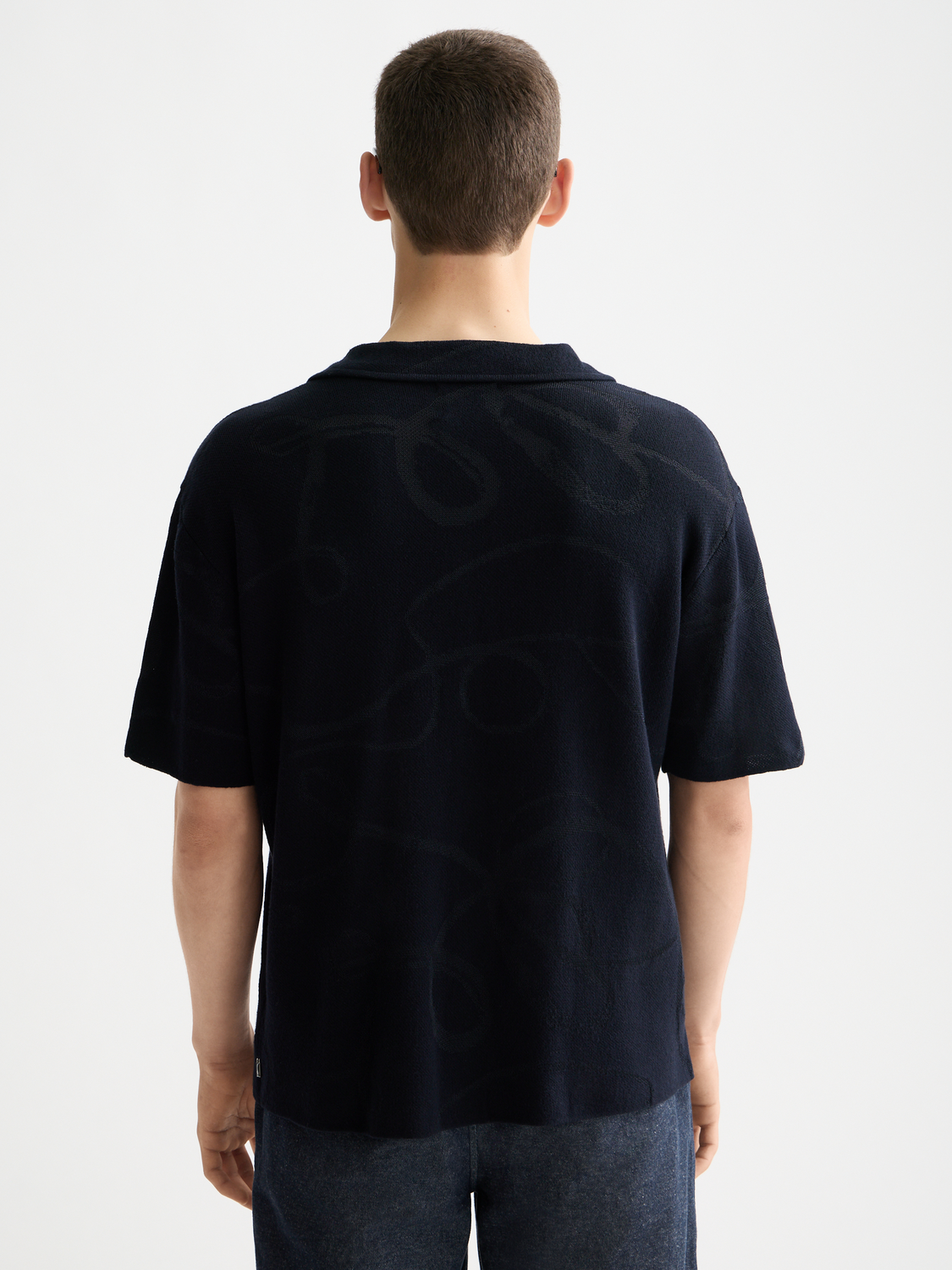 Jacquard knitted short sleeve shirt