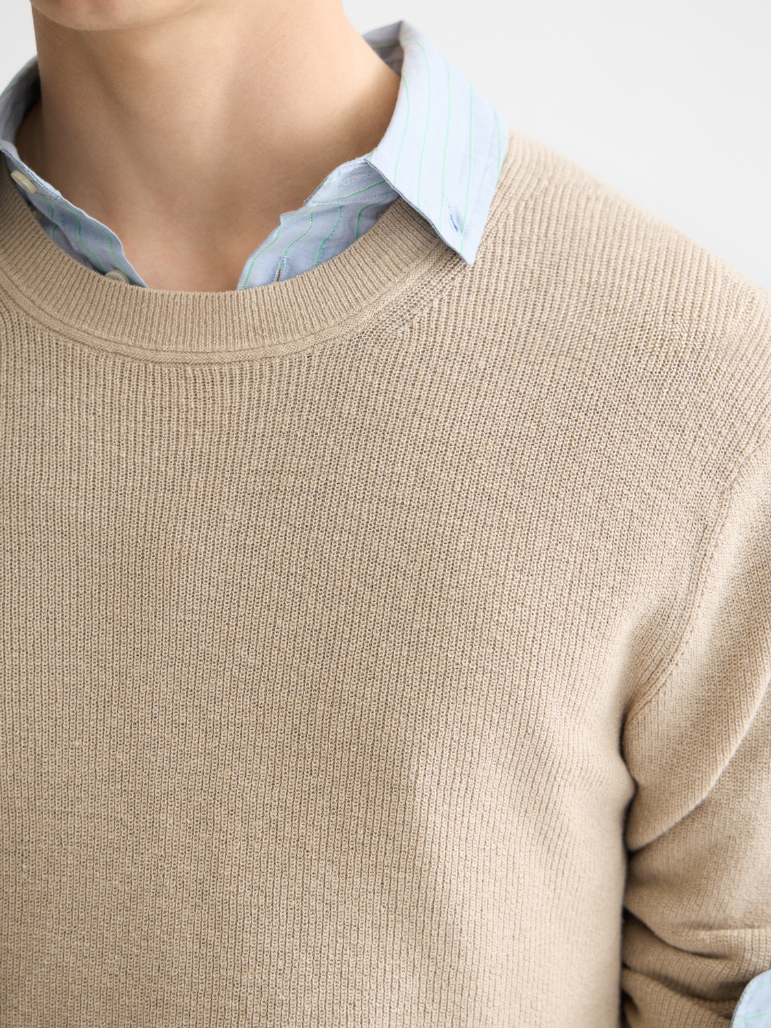 Linen blend crew neck