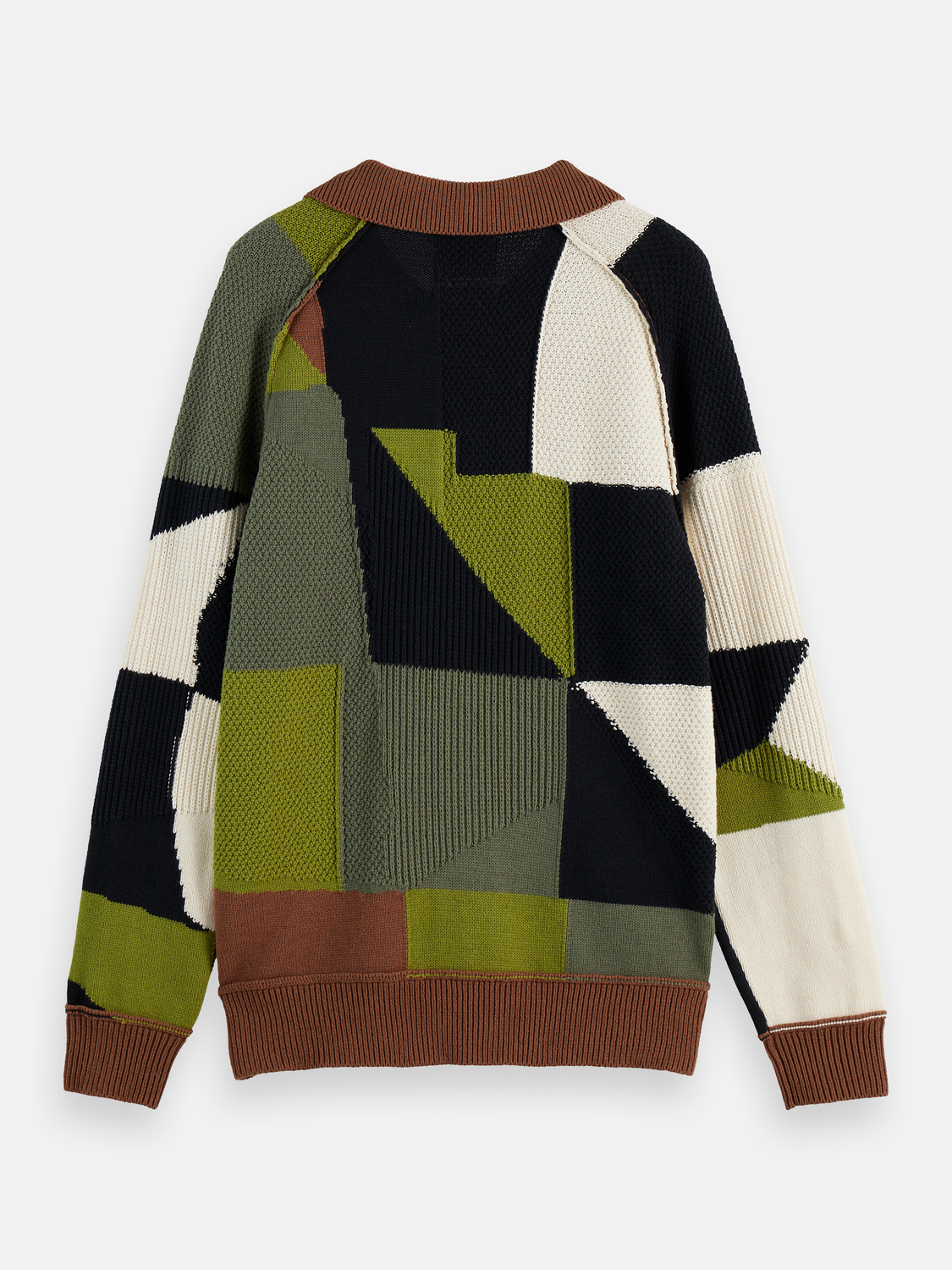 Patch work long sleeve polo