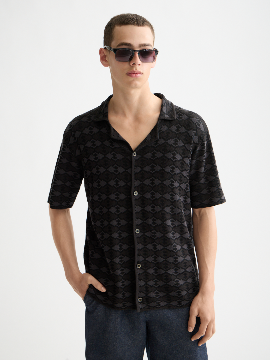Tonal knitted polo