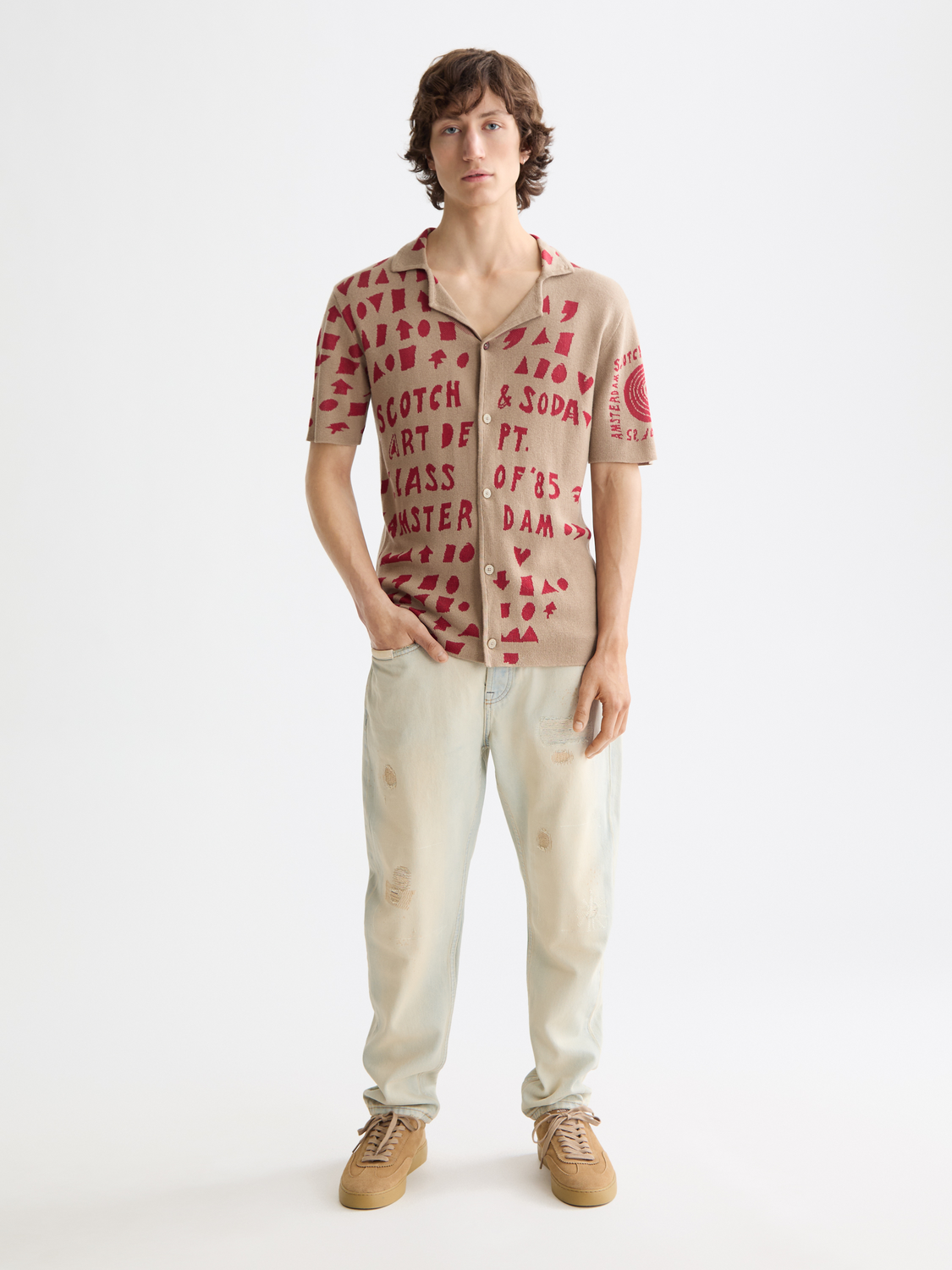 Jacquard knitted shirt