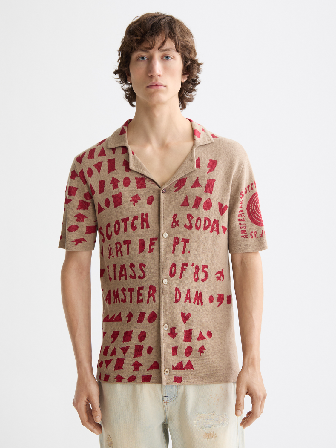Jacquard knitted shirt