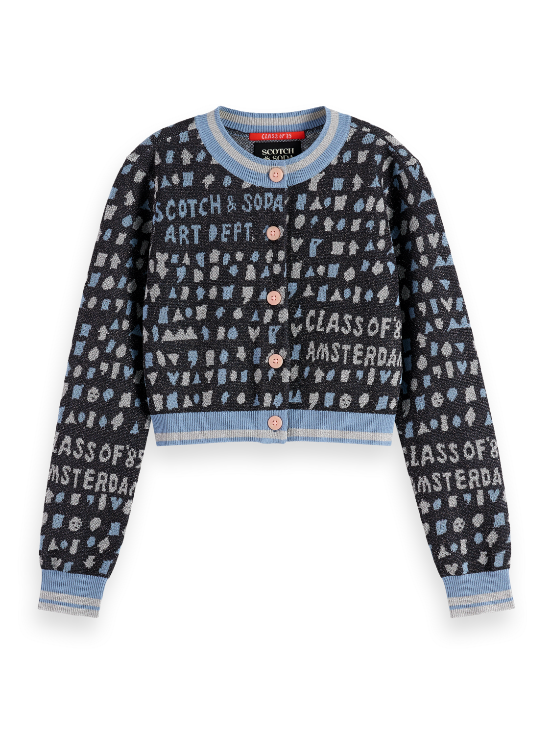 Girls Slim cropped jacquard cardigan