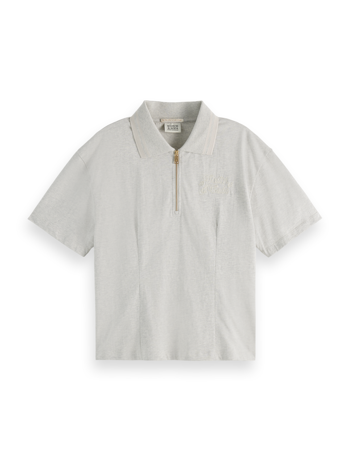 Waisted polo t-shirt with zipper closure