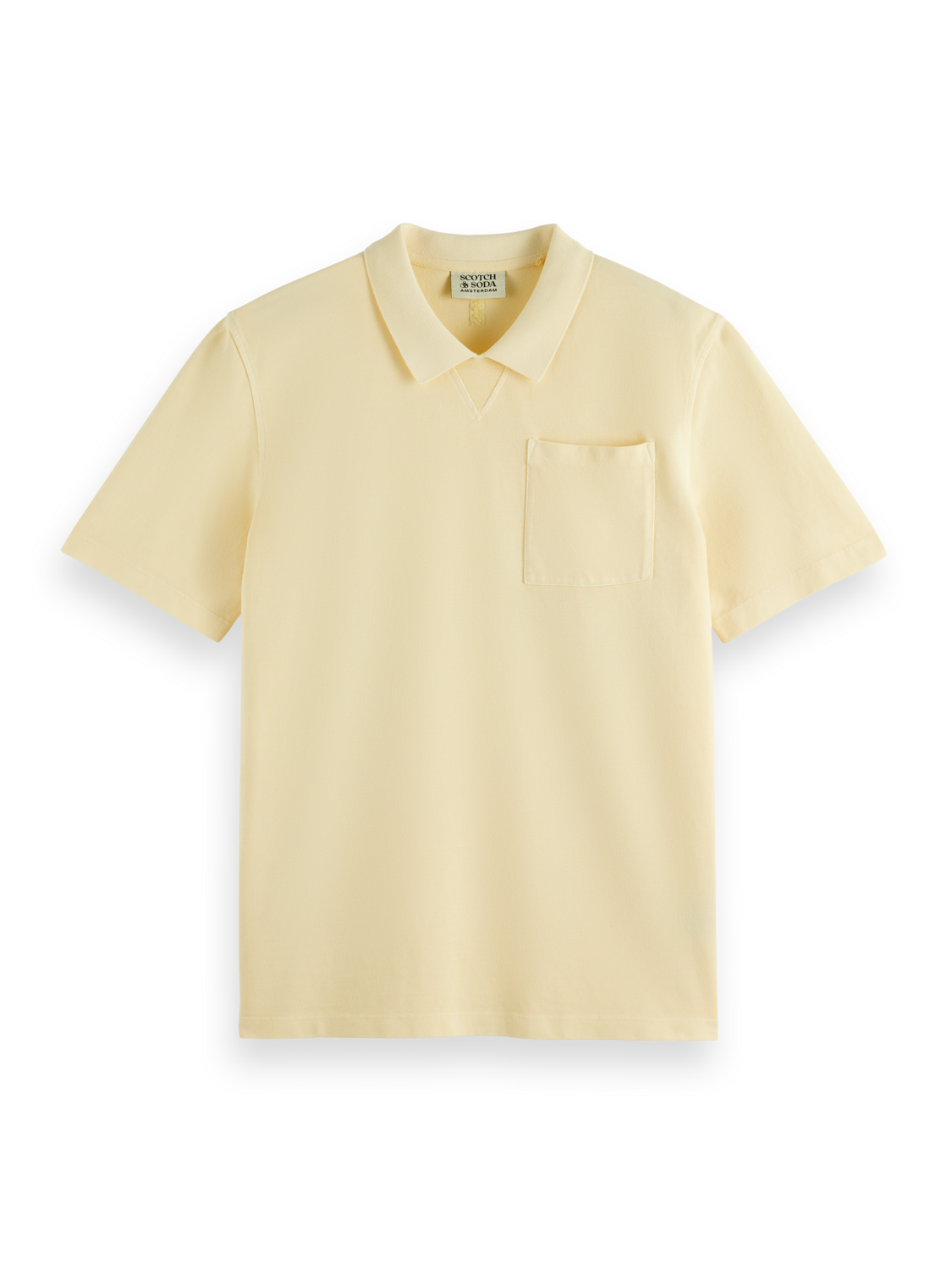 Garment dye pique pocket polo