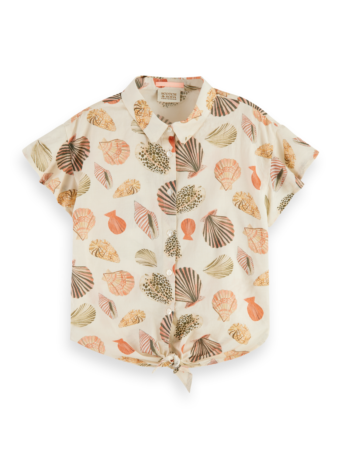 Girls KNOTTED FRONT PRINTED SHORT-SLEEVED SHIRT