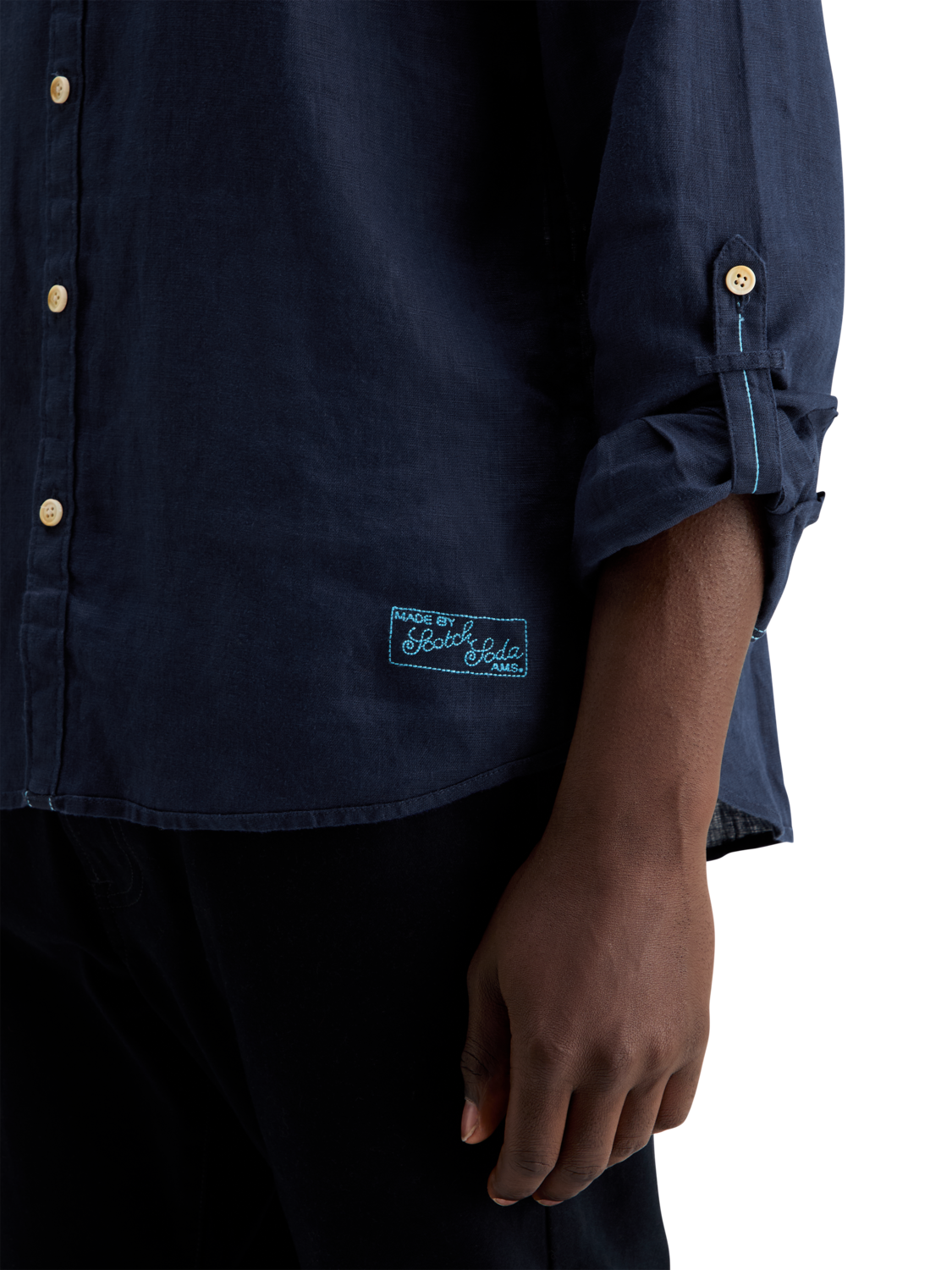 LINEN SHIRT WITH ROLL-UP