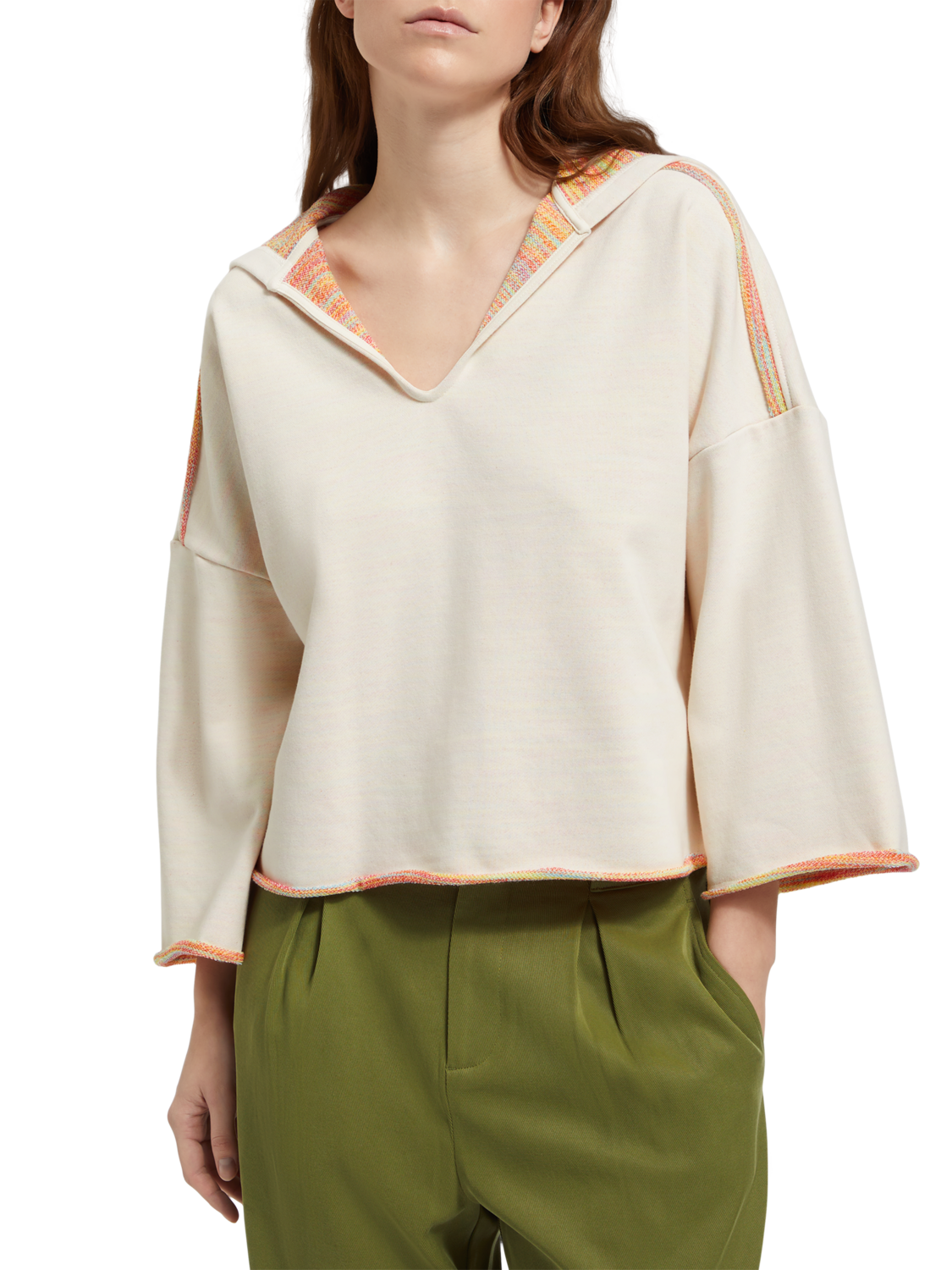 SLOUCHY FIT SHOULDER DETAIL HOODIE