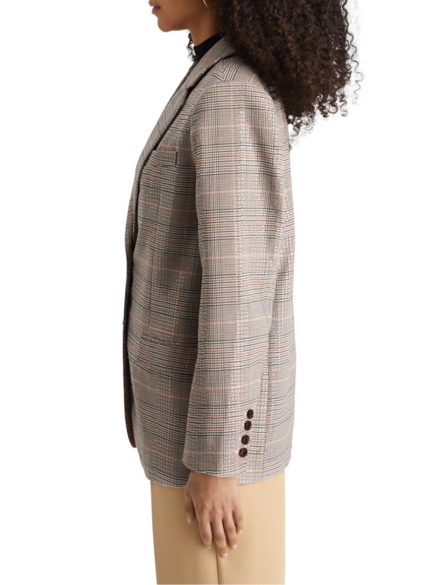 SEQUIN PRINCE OF WALES CHECK BOYFRIEND SB BLAZER