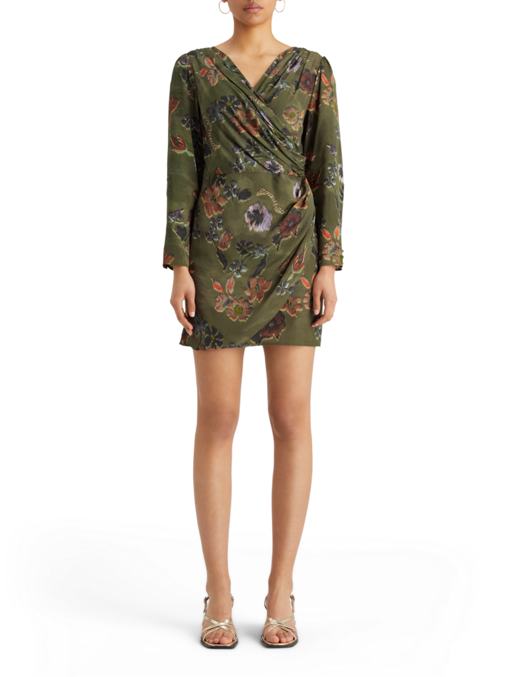 MINI VISCOSE JACQUARD WRAP DRESS