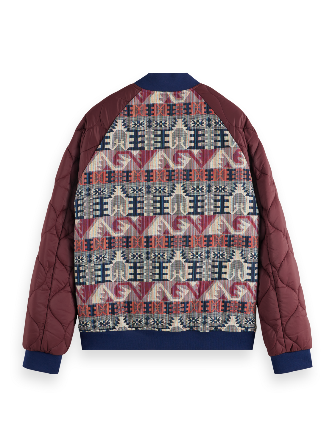 JACQUARD & NYLON PADDED BOMBER JACKET