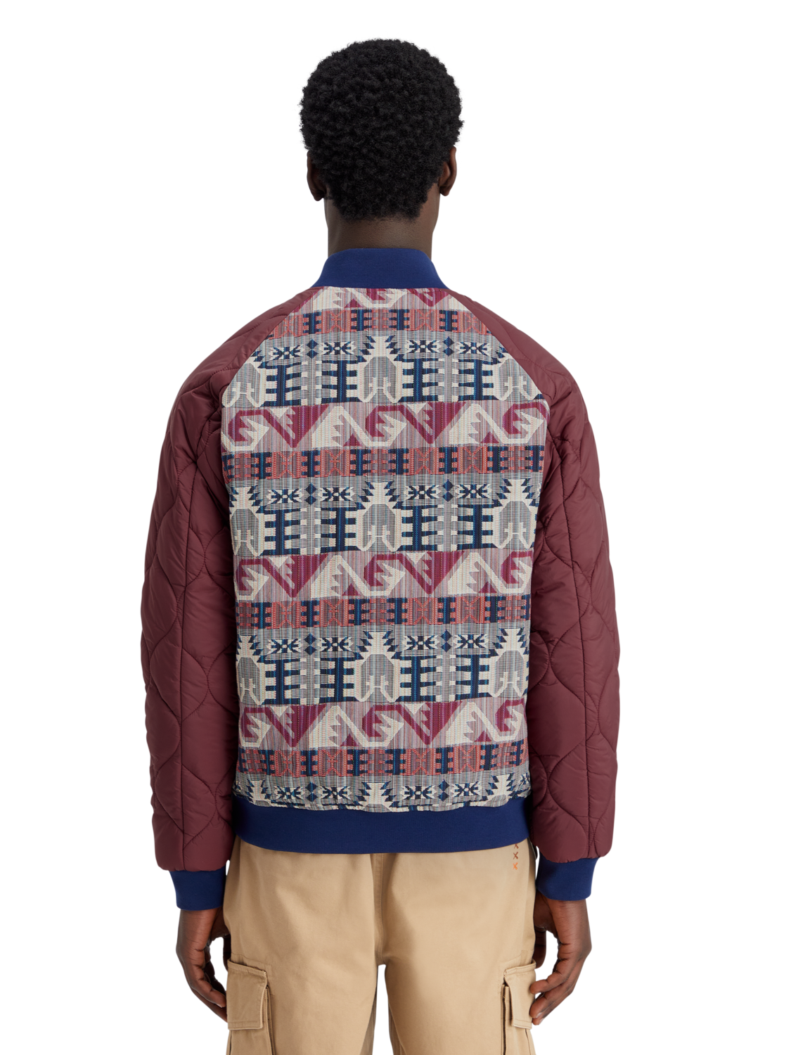 JACQUARD & NYLON PADDED BOMBER JACKET