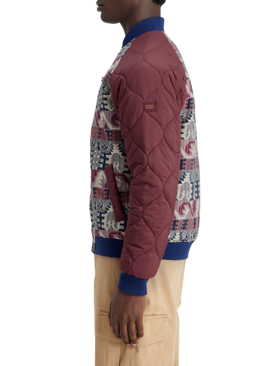 JACQUARD & NYLON PADDED BOMBER JACKET