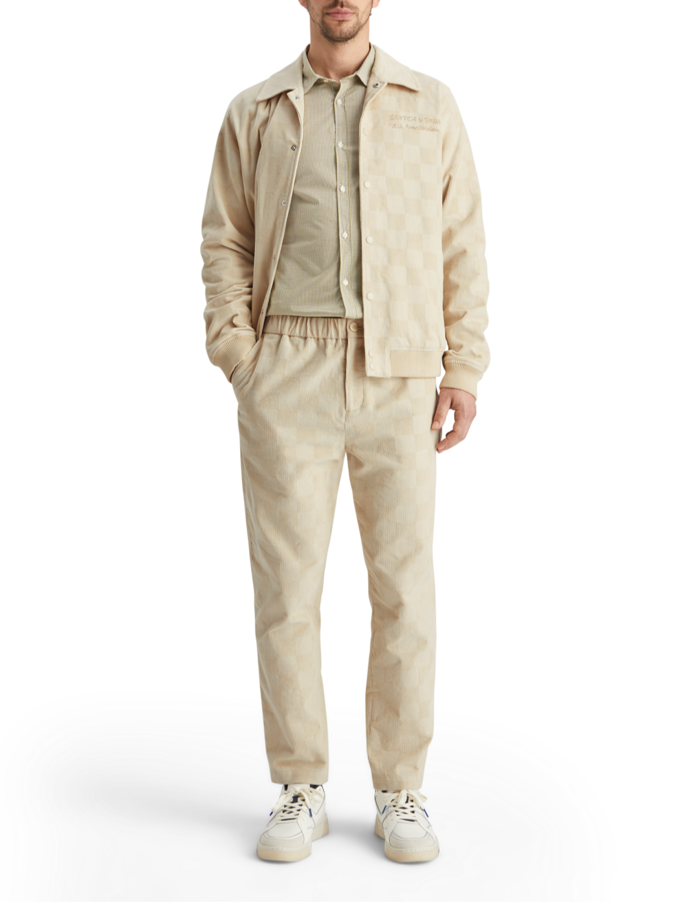 FAVE - CHECK-PATTERNED CORDUROY JOGGER