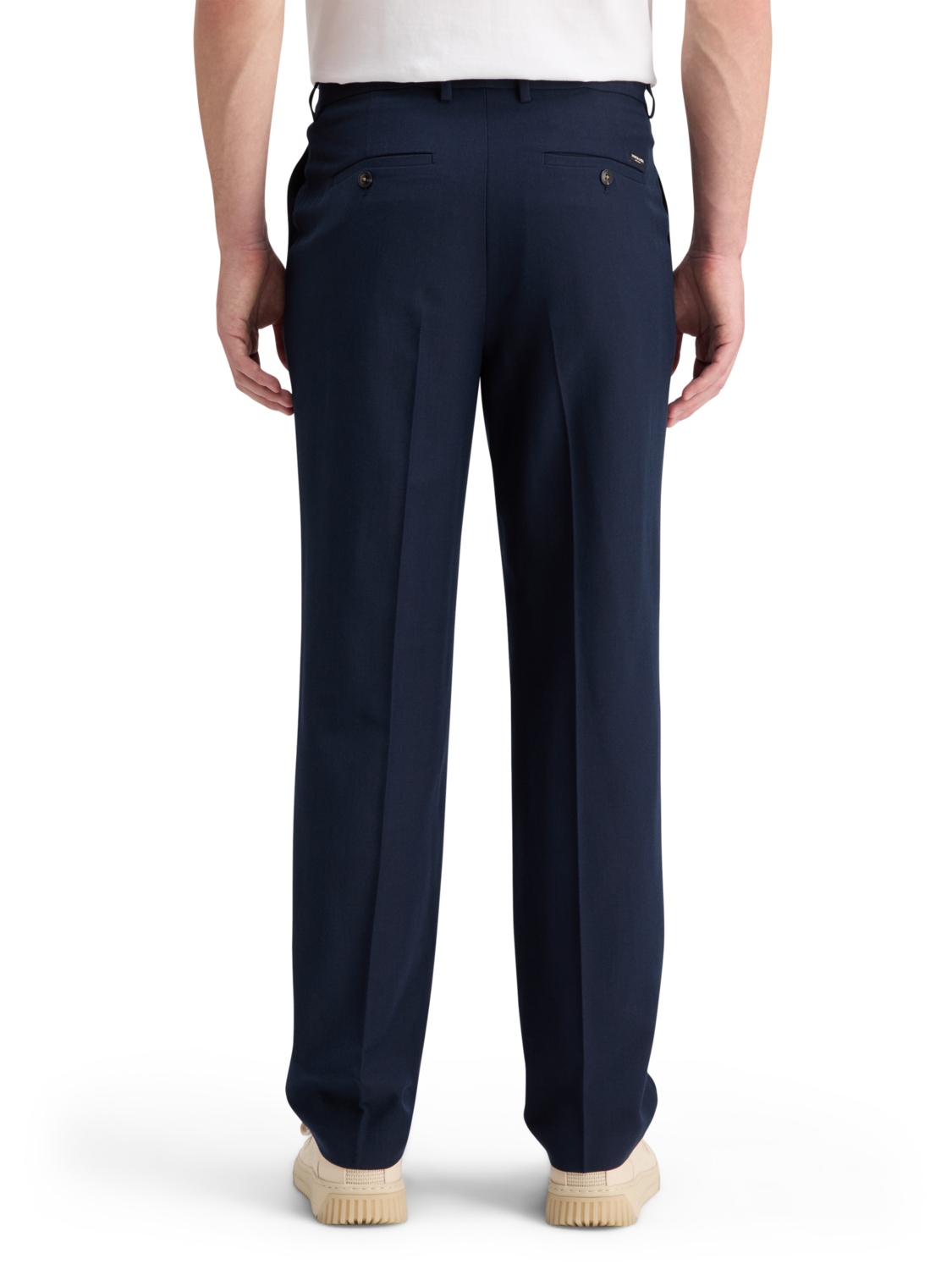 RELAXED STRAIGHT FIT PLEATED WOOL BLEND CHINO