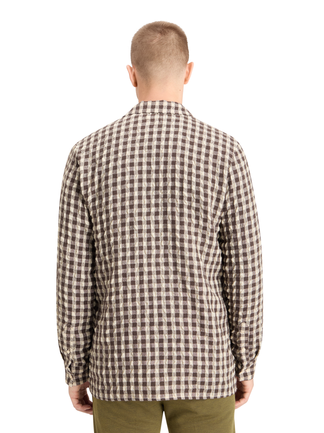 SEERSUCKER WOOL BLEND CHECK SHIRT