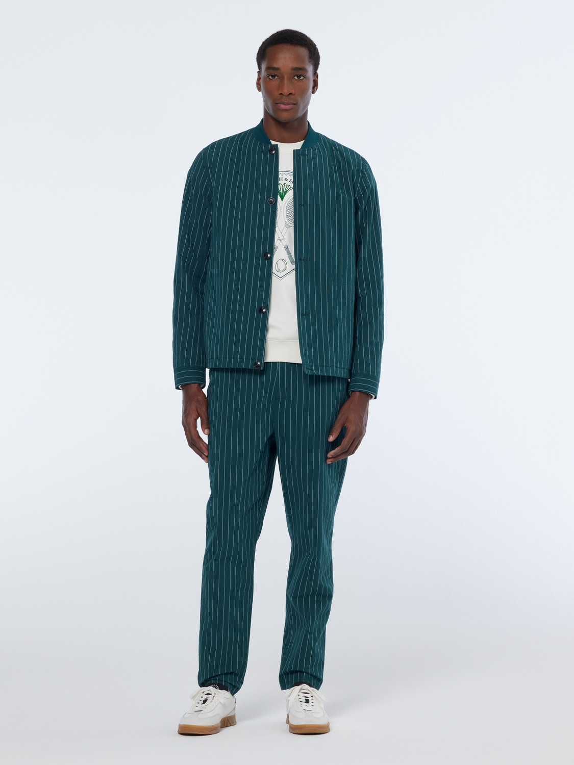 Fave sporty cotton-blend pinstripe jogger