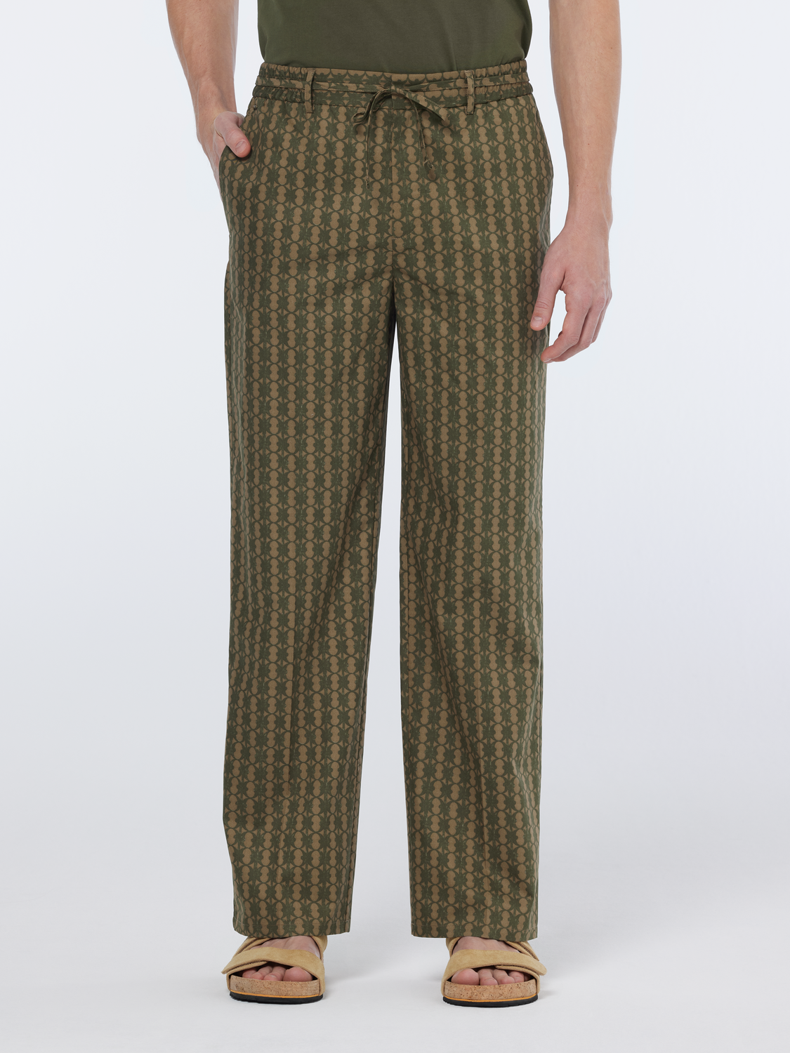 printed cotton-blend jogger