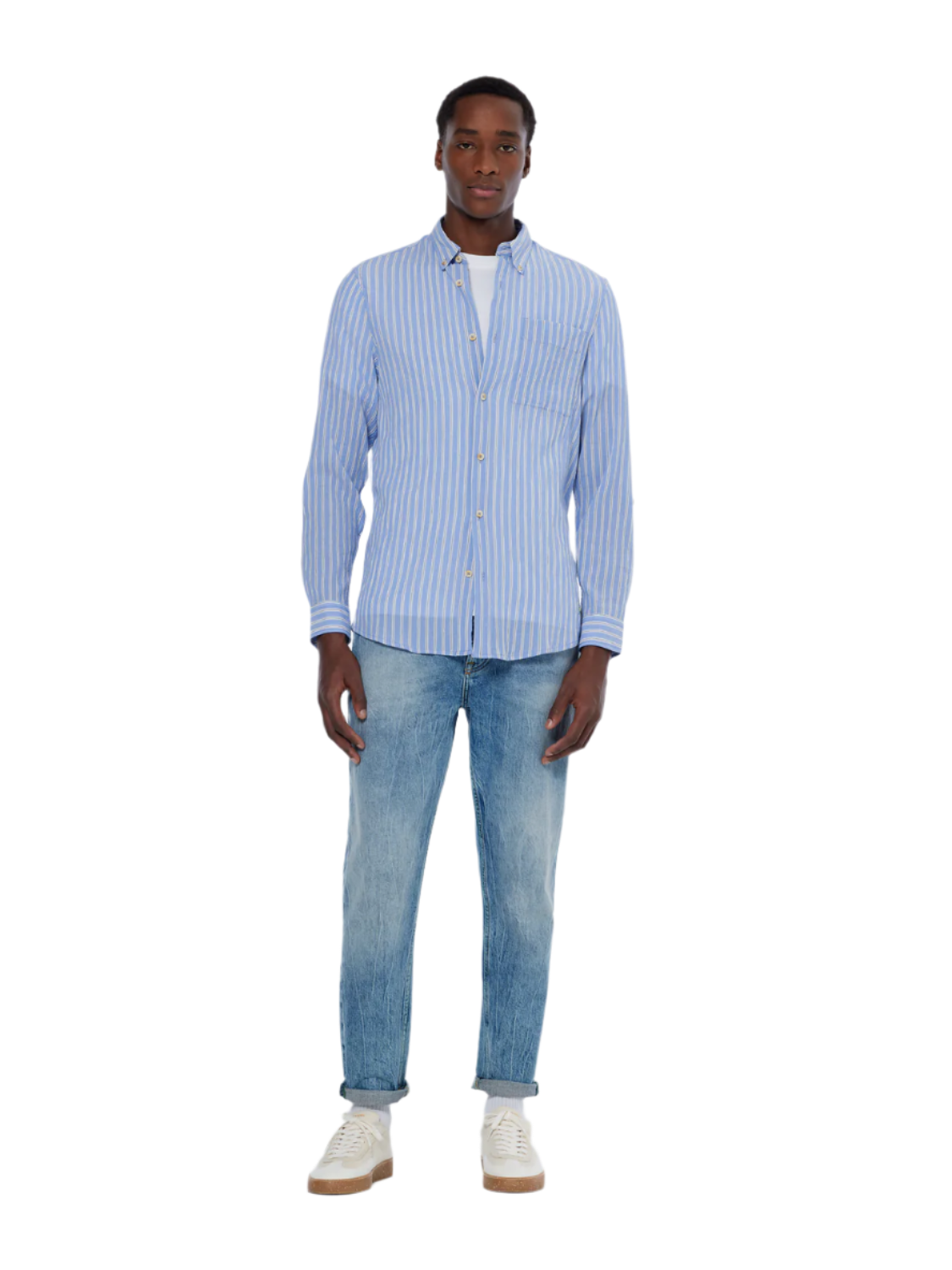 Regular crinkle striped shirt