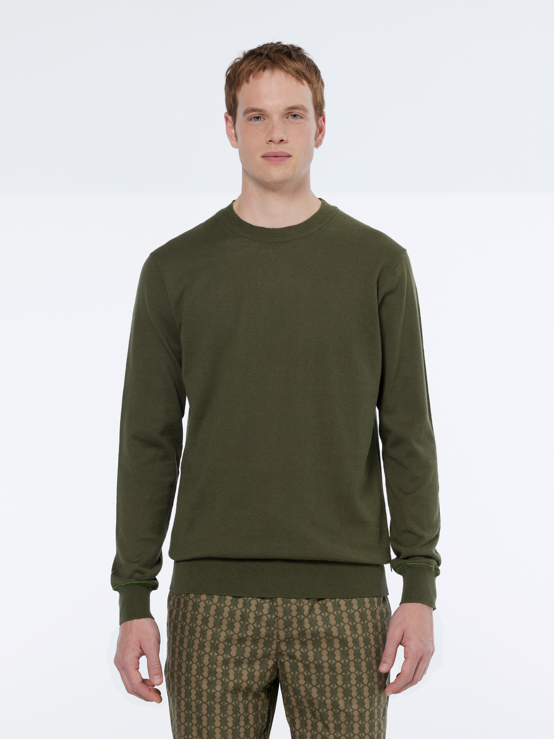 Linen-blend crewneck