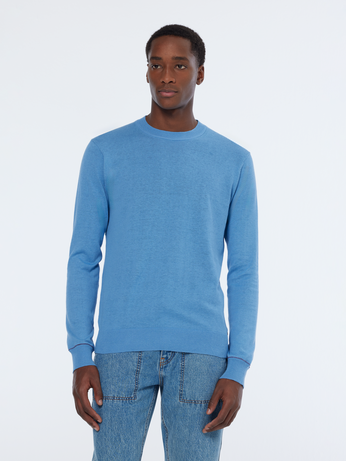 Linen-blend crewneck