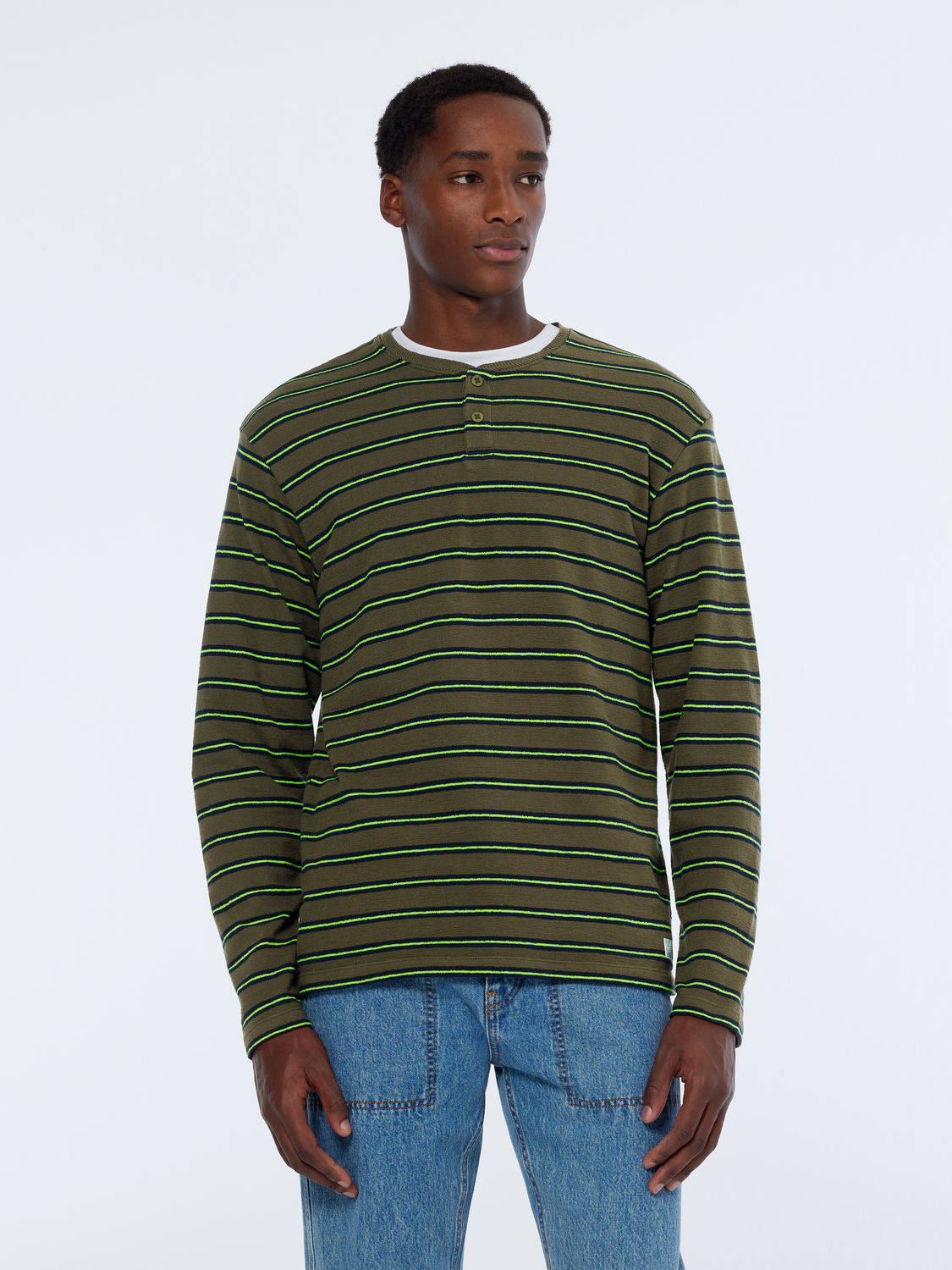 Stripe textured long sleeve t-shirt