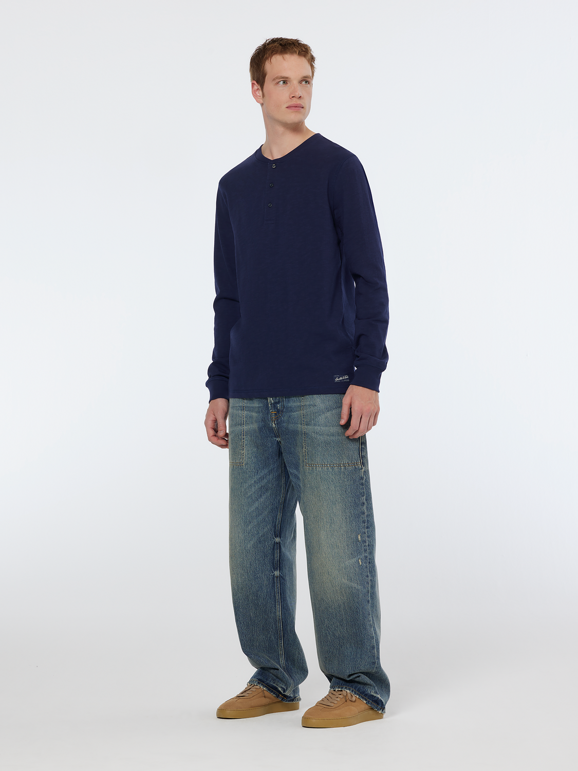 Slub henley regular long sleeve t-shirt
