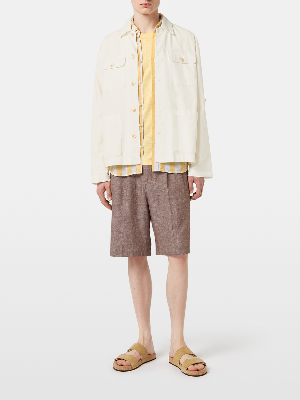 Relaxed cotton-linen shirt jacket