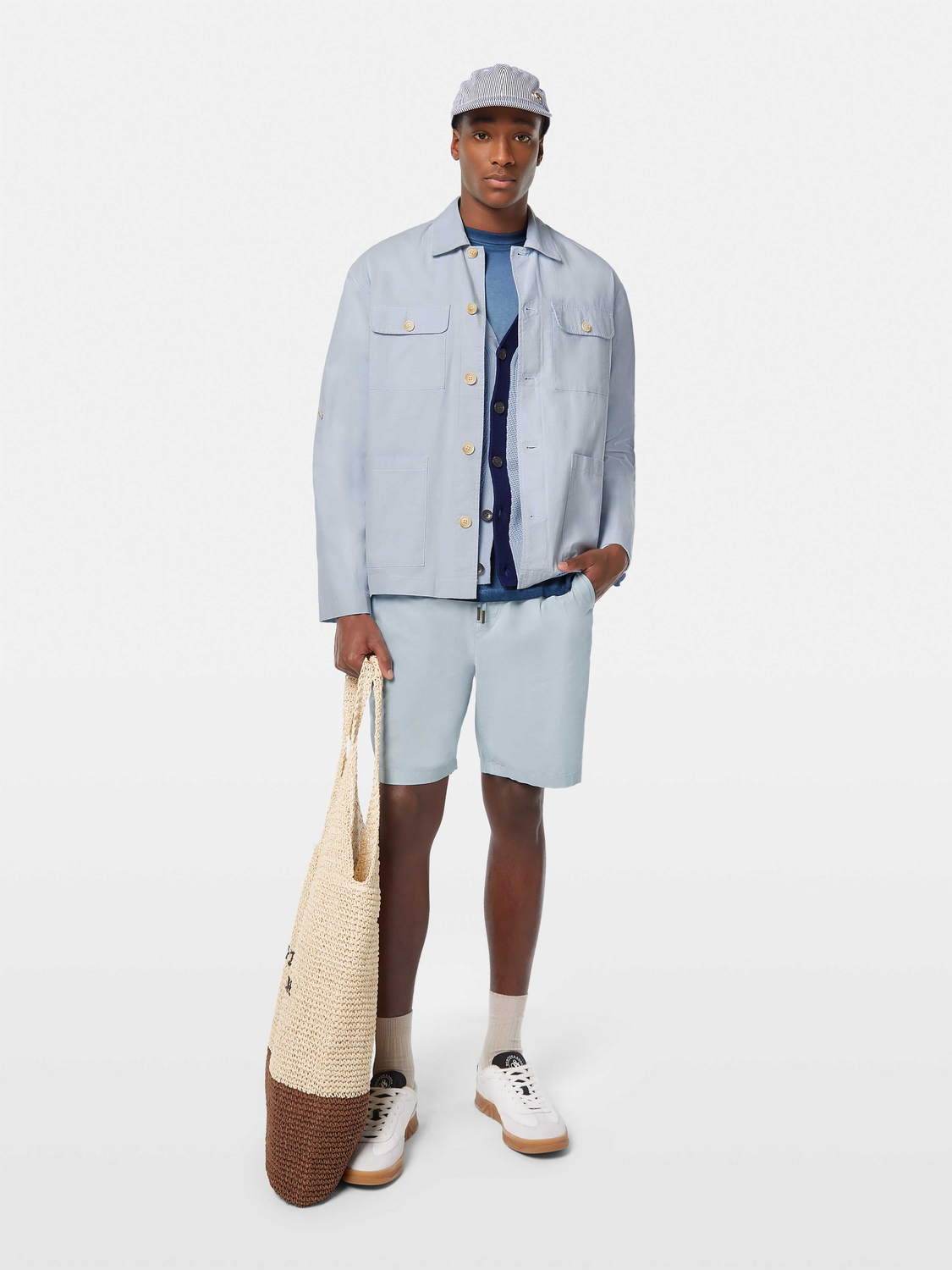 Relaxed cotton-linen shirt jacket
