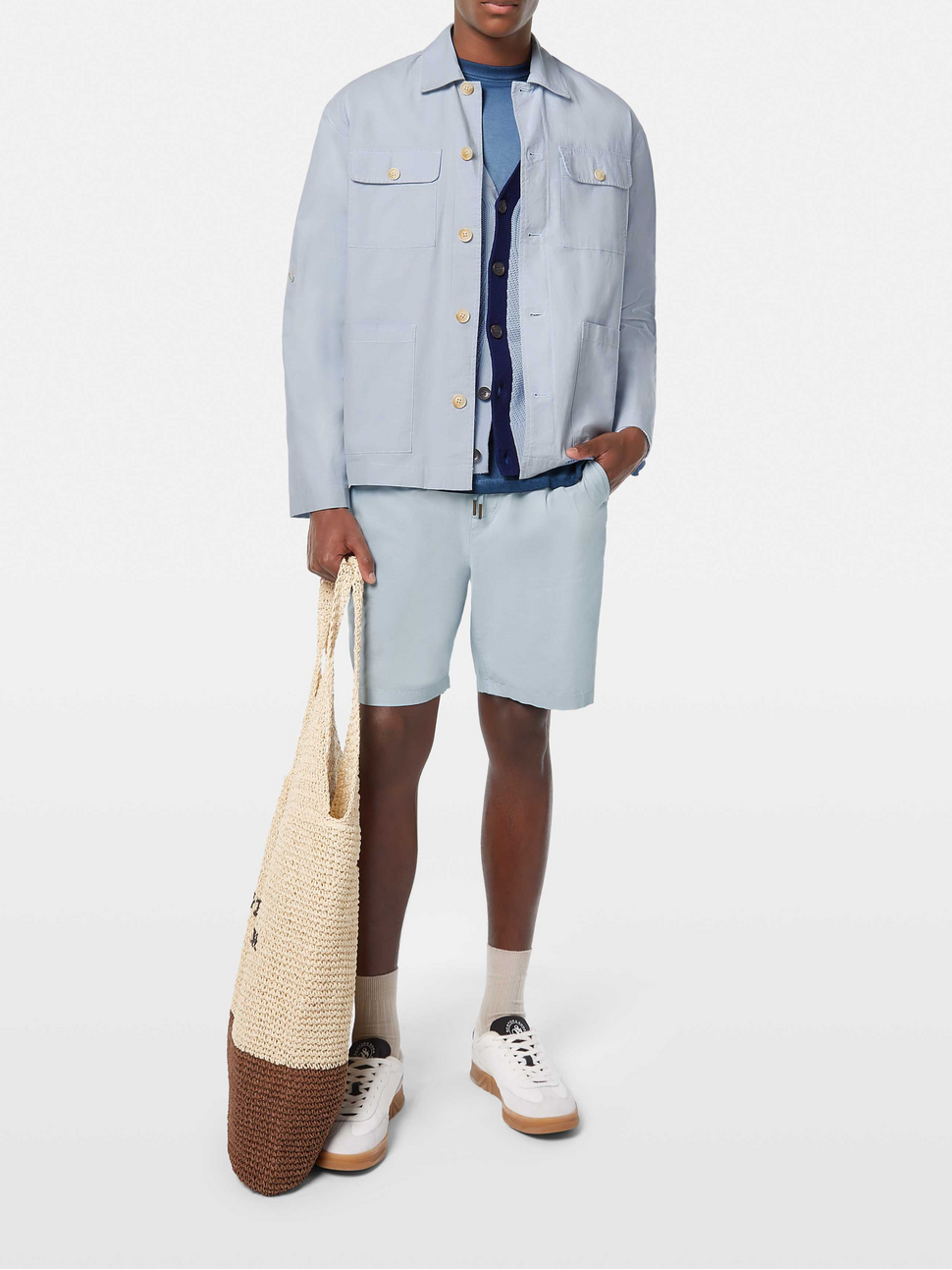 Relaxed cotton-linen shirt jacket
