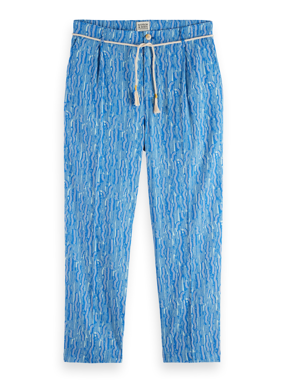 Printed linen-blend jogger