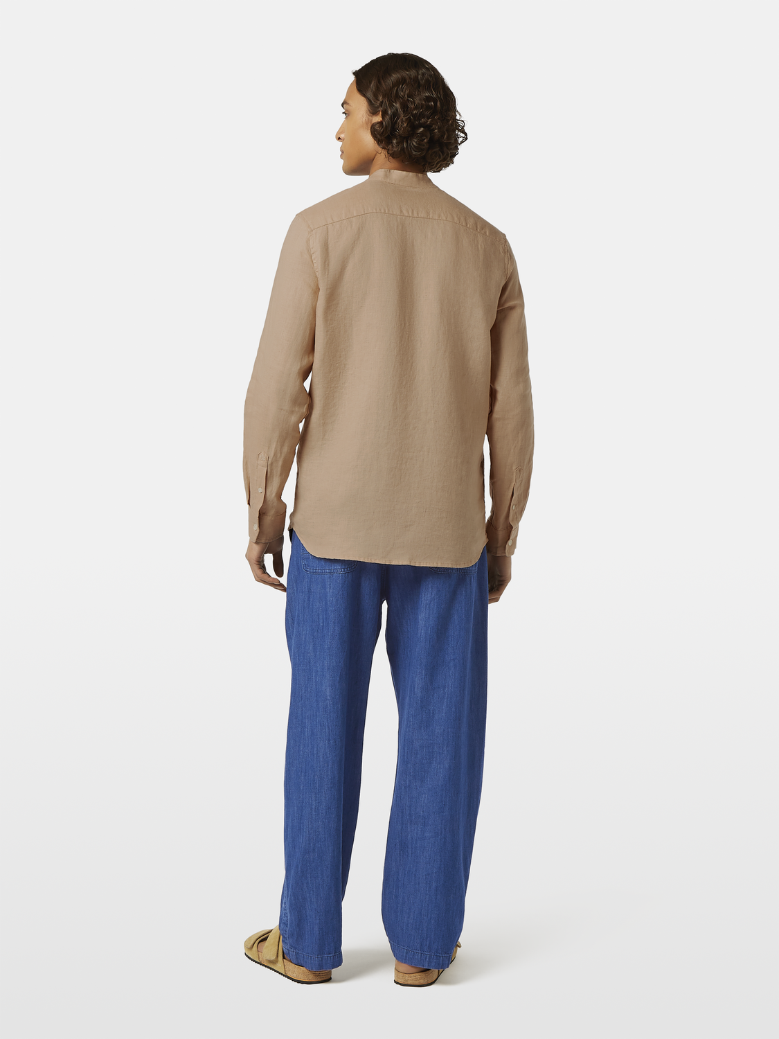 Seasonal core - Regular fit stand-up collar linen shirt