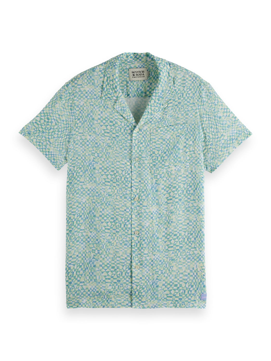 AOP short-sleeved regular fit viscose shirt